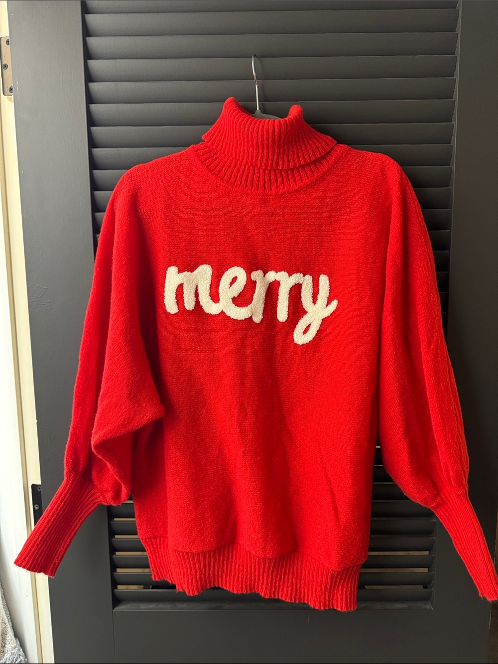 Red 'Merry' Turtleneck Sweater - Cozy Holiday Pullover
